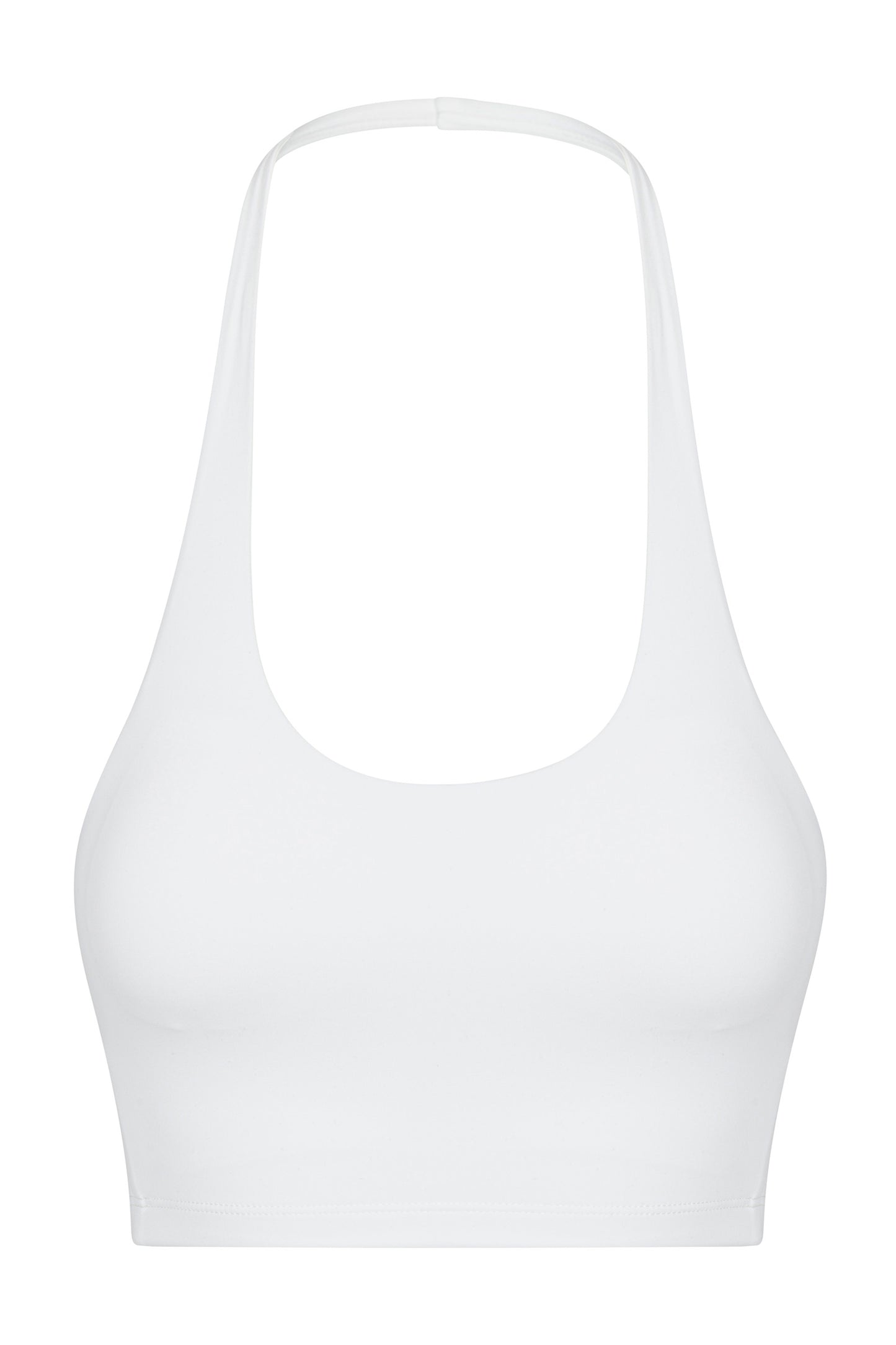 White Scoop Neck Halter Sports Bra