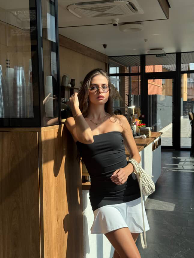 Strapless Ruffled Tennis Dress
