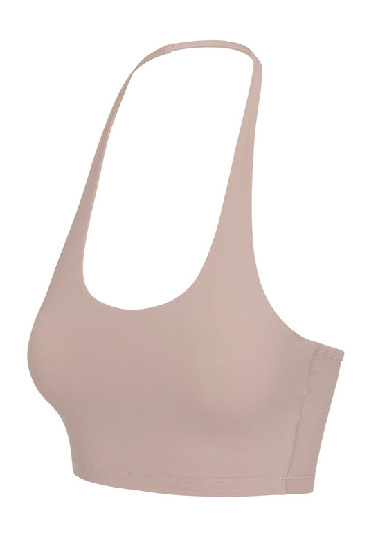 Latte Scoop Neck Halter Sports Bra