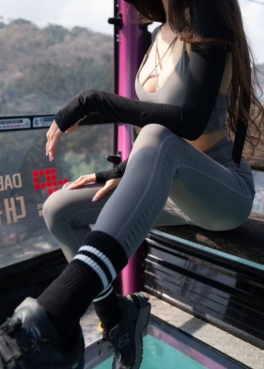 Sculpt & Slay Cutout Leggings Cement